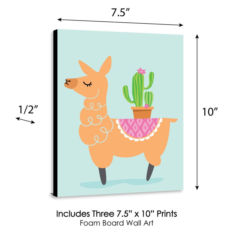 Whole Llama Fun - Nursery Wall Art, Kids Room Decor and Llama Fiesta Home Decorations - 7.5 x 10 inches - Set of 3 Prints