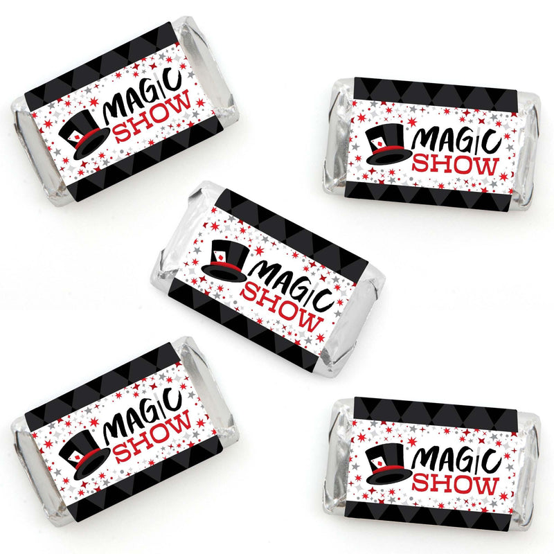 Ta-Da, Magic Show - Mini Candy Bar Wrapper Stickers - Magical Birthday Party Small Favors - 40 Count