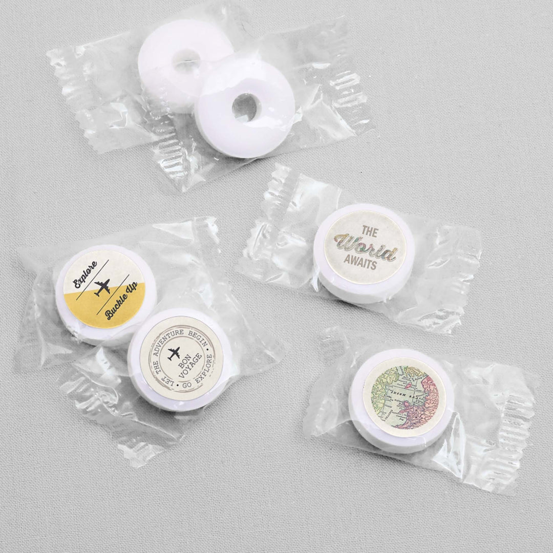 World Awaits - Round Candy Labels Party Favors - Fits Hershey's Kisses 108 ct