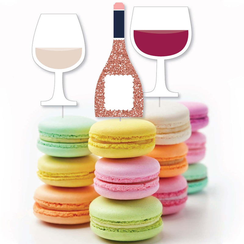 But First, Wine - Dessert Cupcake Toppers - Wine Tasting Party Clear Treat Picks - Set of 24