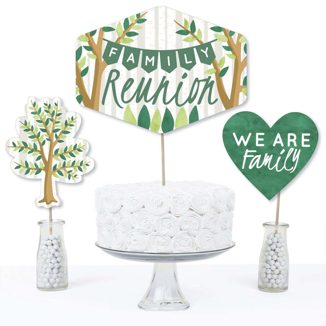 Family Tree Reunion - Family Gathering Party Centerpiece Sticks - Table Toppers - Set of 15
