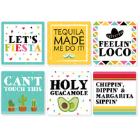 Let's Fiesta - Funny Mexican Fiesta Decorations - Drink Coasters - Set of 6
