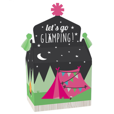 Let's Go Glamping - Treat Box Party Favors - Camp Glamp Party or Birthday Party Goodie Gable Boxes - Set of 12