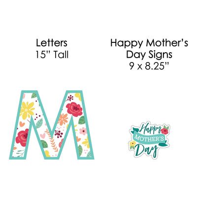 Colorful Floral Happy Mother's Day - Yard Sign Outdoor Lawn Decorations - We Love Mom Party Yard Signs - Mom