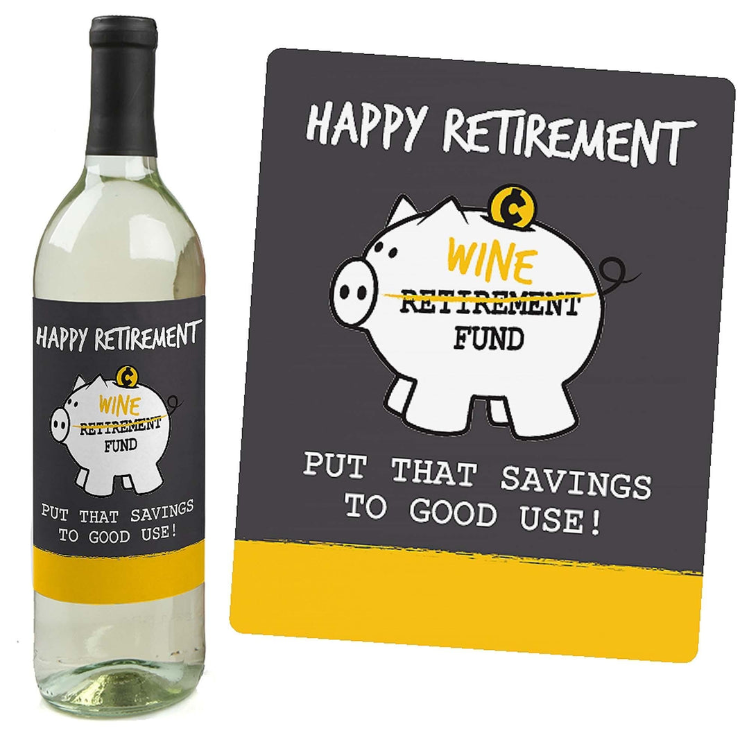 Retirement Party - Decorations for Women and Men - Wine Bottle Label Stickers - Set of 4