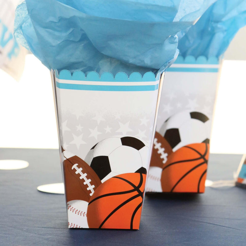 Go, Fight, Win - Sports - Baby Shower or Birthday Party Favor Popcorn Treat Boxes - Set of 12