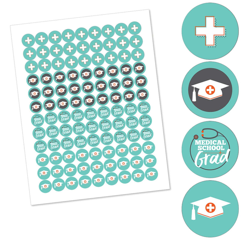 Medical School Grad - Round Candy Labels Doctor Graduation Party Favors - Fits Hershey&