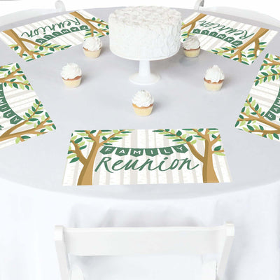 Family Tree Reunion - Party Table Decorations - Family Gathering Party Placemats - Set of 16