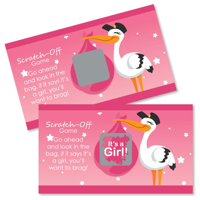 Girl Special Delivery - Pink Stork Baby Shower Game Scratch Off Cards - 22 ct