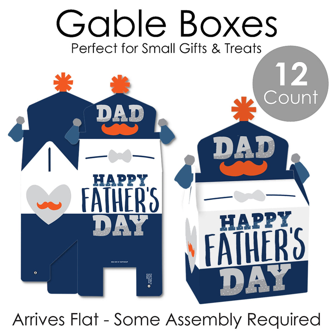 Happy Father's Day - Treat Box Party Favors - We Love Dad Party Goodie Gable Boxes - Set of 12