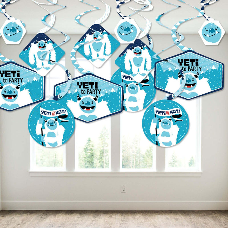 Yeti to Party - Abominable Snowman Party or Birthday Party Hanging Decor - Party Decoration Swirls - Set of 40