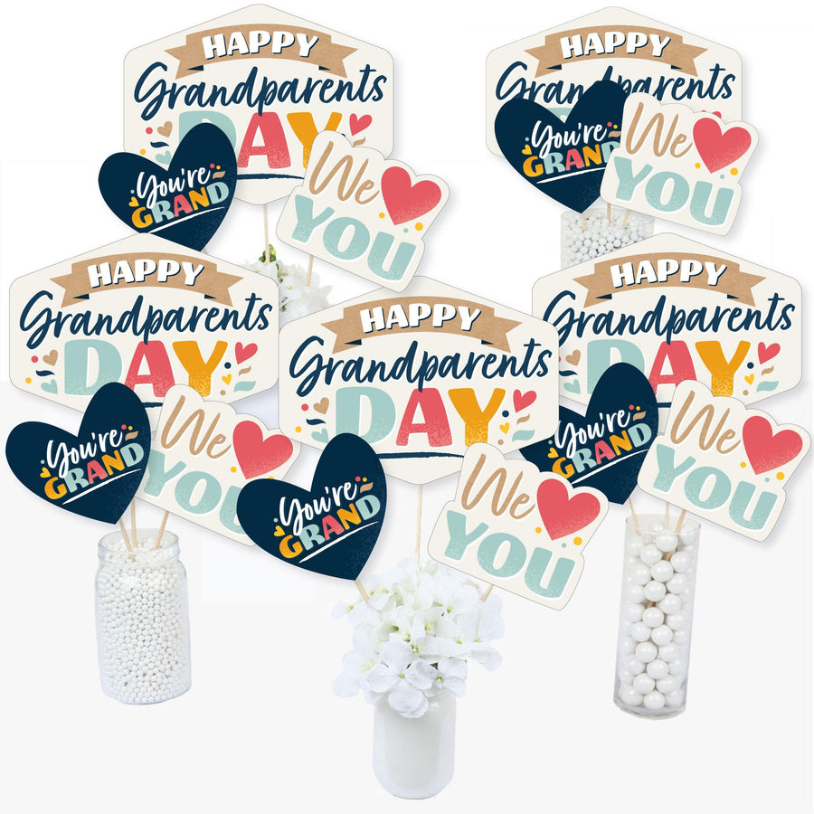Happy Grandparents Day - Grandma & Grandpa Party Centerpiece Sticks - Table Toppers - Set of 15