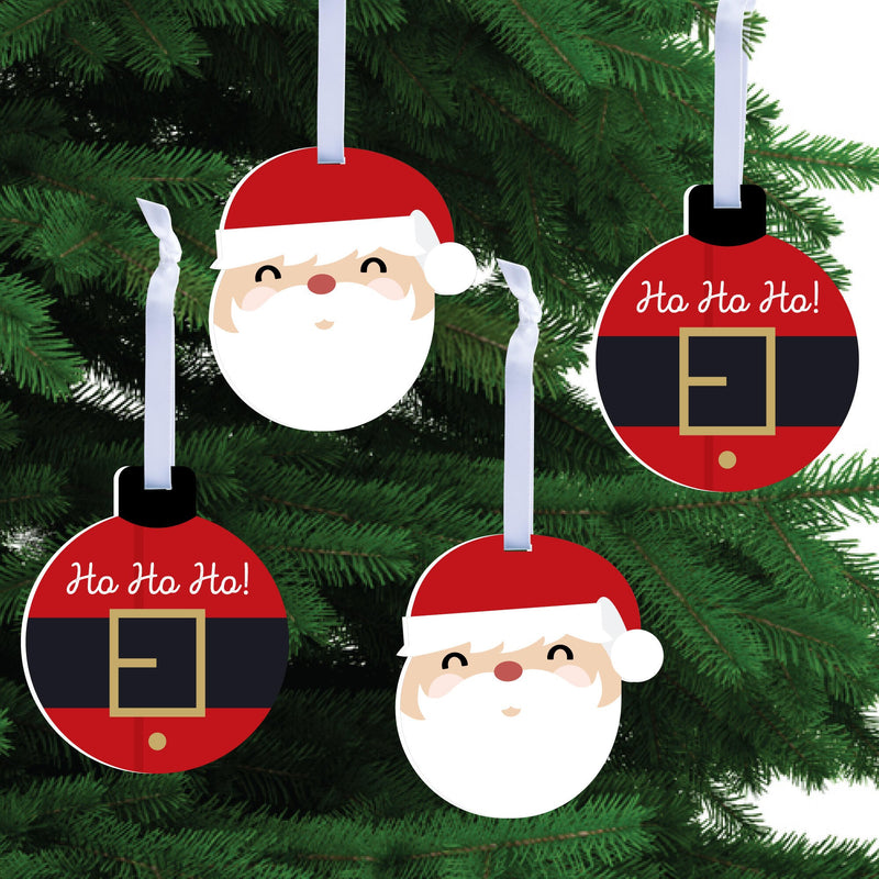 Jolly Santa Claus - Christmas Party Decorations - Christmas Tree Ornaments - Set of 12
