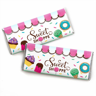 Sweet Shoppe - Candy Bar Wrapper Candy and Bakery Birthday Party or Baby Shower Favors - Set of 24