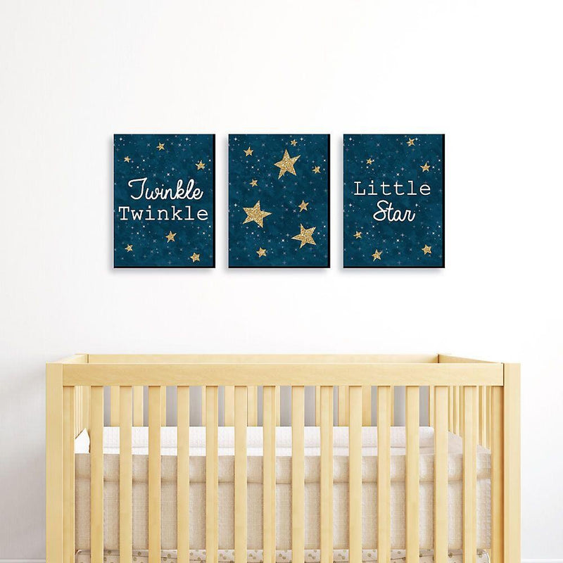 Twinkle Twinkle Little Star - Baby Boy Nursery Wall Art & Kids Room Decor - 7.5 x 10 inches - Set of 3 Prints