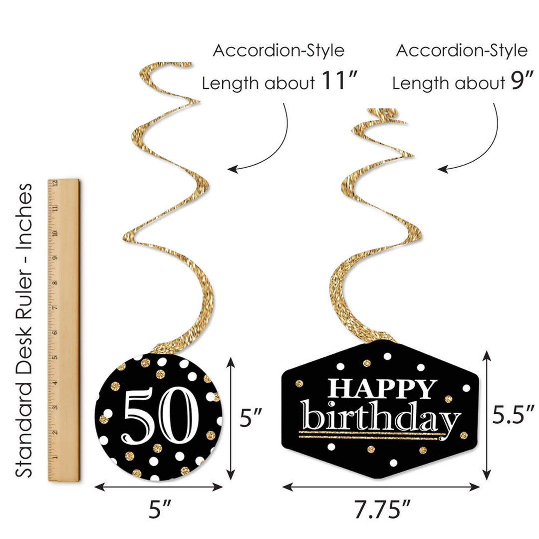 Adult 50th Birthday - Gold - Birthday Party Hanging Decor - Party Decoration Swirls - Set of 40
