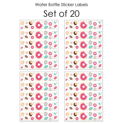Donut Worry, Let's Party - Doughnut Party Water Bottle Sticker Labels - Set of 20