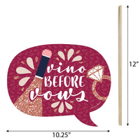 Funny Vino Before Vows - 10 Piece Winery Bachelorette Party Photo Booth Props Kit