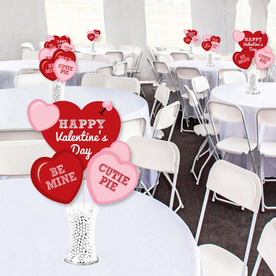 Conversation Hearts - Valentine's Day Party Centerpiece Sticks - Showstopper Table Toppers - 35 Pieces