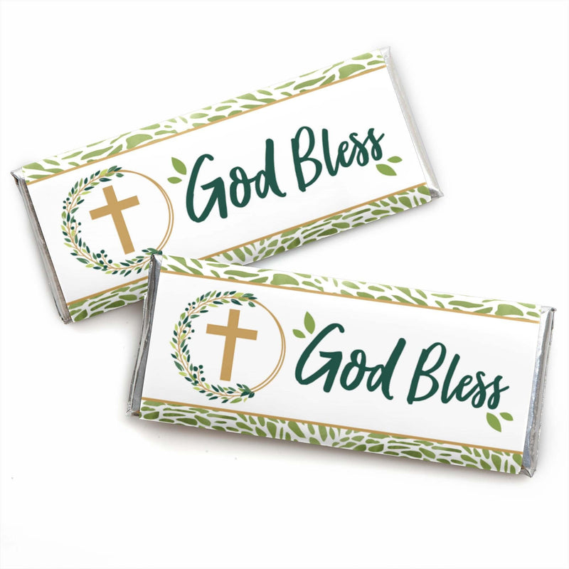 Elegant Cross - Candy Bar Wrapper Religious Party Favors - Set of 24