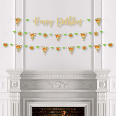 Pumpkin Patch - Fall Birthday Party Letter Banner Decoration - 36 Banner Cutouts and No-Mess Real Gold Glitter Happy Birthday Banner Letters