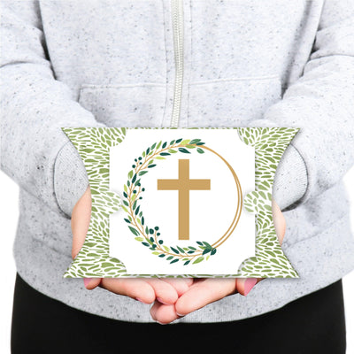 Elegant Cross - Favor Gift Boxes - Religious Party Large Pillow Boxes - Set of 12