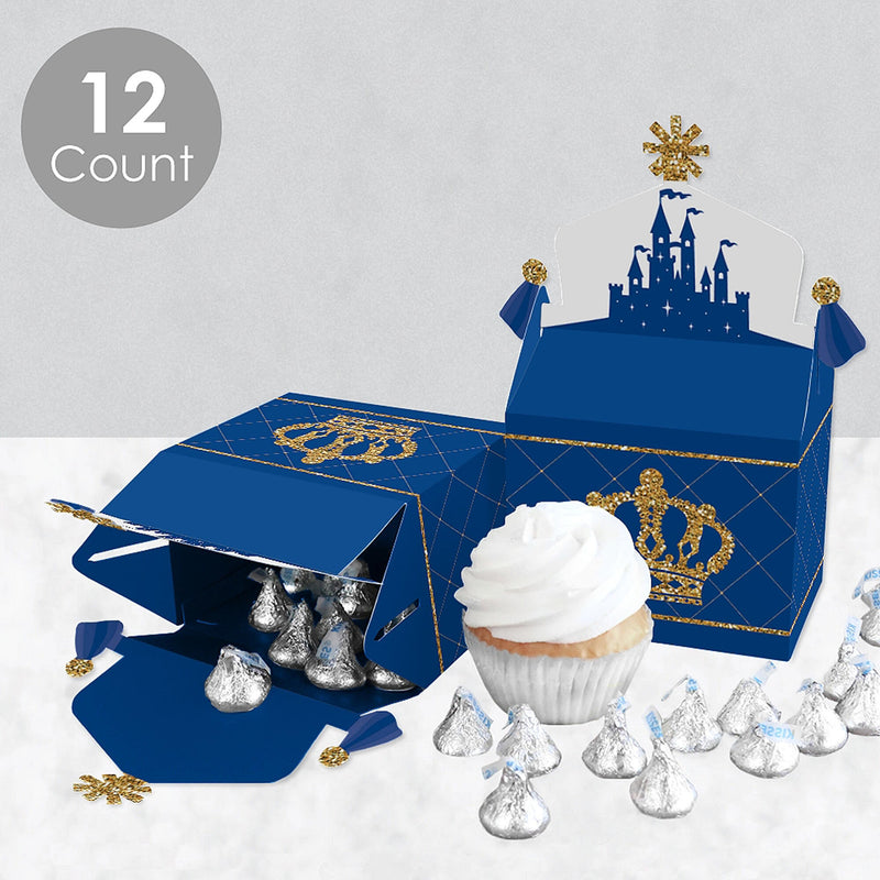 Royal Prince Charming - Treat Box Party Favors - Baby Shower or Birthday Party Goodie Gable Boxes - Set of 12