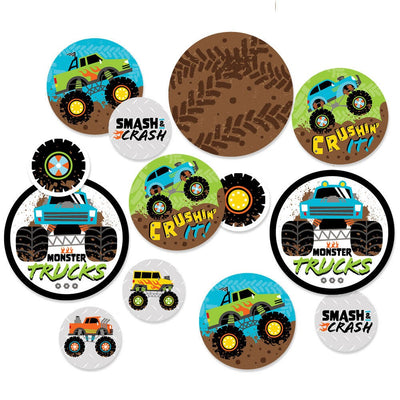 Smash and Crash - Monster Truck - Boy Birthday Party Giant Circle Confetti - Party Decorations - Large Confetti 27 Count