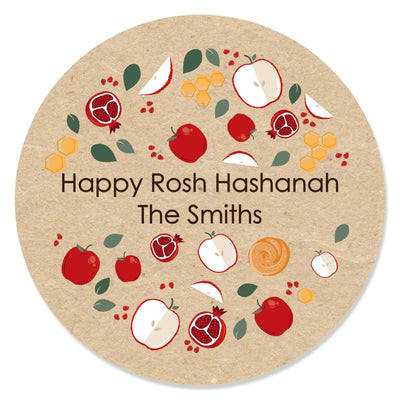 Rosh Hashanah - Personalized Jewish New Year Circle Sticker Labels - 24 ct