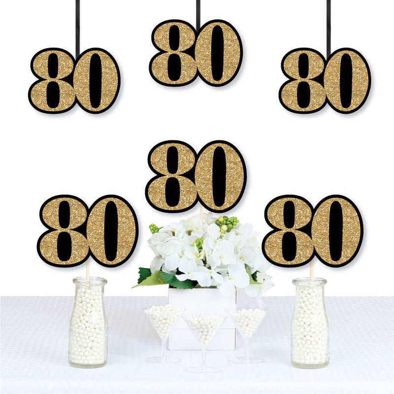Adult 80th Birthday - Gold - Decorations DIY Party Essentials - Set of 20
