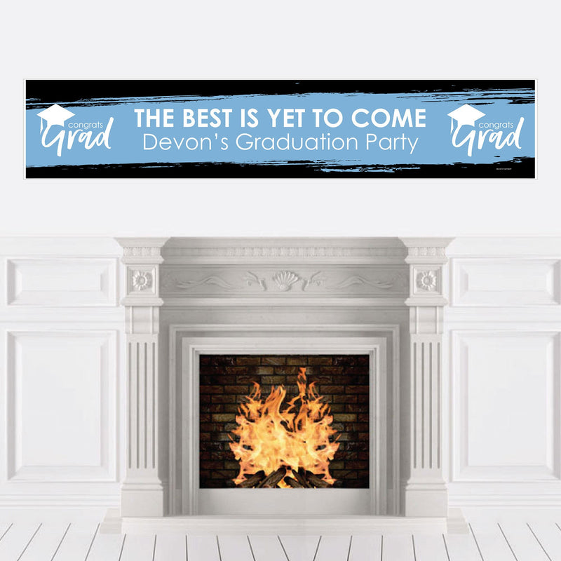 Light Blue Grad - Best is Yet to Come - Personalized Light Blue Graduation Party Banner