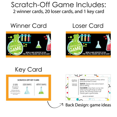 Scientist Lab - Mad Science Baby Shower or Birthday Party Game Scratch Off Cards - 22 Count