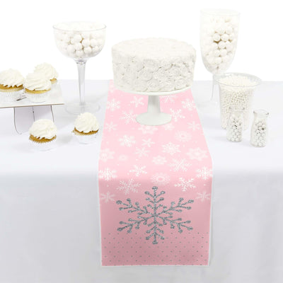 Pink Winter Wonderland - Petite Holiday Snowflake Birthday Party and Baby Shower Paper Table Runner - 12" x 60"