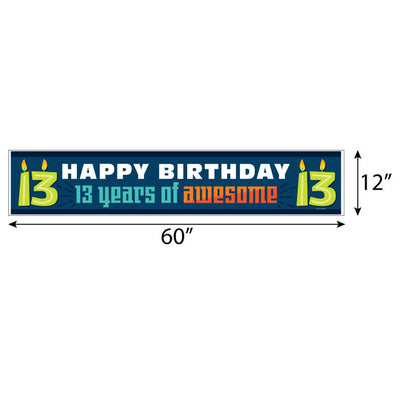 Boy 13th Birthday - Happy Birthday Official Teenager Decorations Party Banner