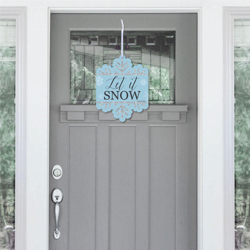 Winter Wonderland - Hanging Porch Snowflake Holiday Party and Winter Wedding Outdoor Decorations - Front Door Decor - 1 Piece Sign