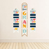 Happy Grandparents Day - Hanging Vertical Paper Door Banners - Grandma & Grandpa Party Wall Decoration Kit - Indoor Door Decor