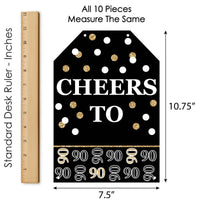 Adult 90th Birthday - Gold - Hanging Vertical Paper Door Banners - Birthday Party Wall Decoration Kit - Indoor Door Decor