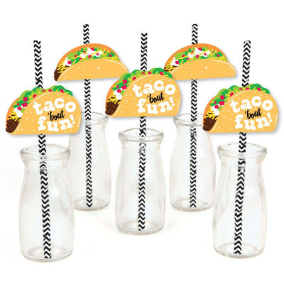Taco 'Bout Fun - Paper Straw Decor - Mexican Fiesta Striped Decorative Straws - Set of 24