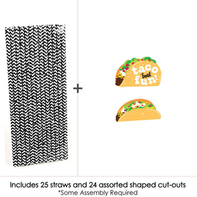 Taco 'Bout Fun - Paper Straw Decor - Mexican Fiesta Striped Decorative Straws - Set of 24