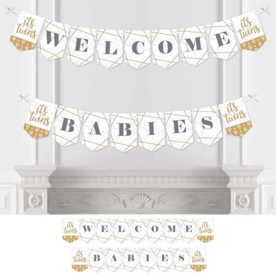It's Twins - Gold Twins Baby Shower Bunting Banner and Decorations