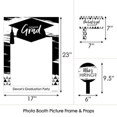 Black and White Grad - Best is Yet to Come - Personalized Graduation Party Selfie Photo Booth Picture Frame & Props - Printed on Sturdy Material