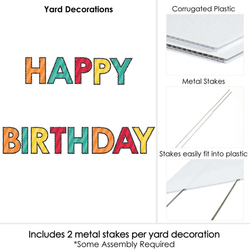 Colorful Happy Birthday - Yard Sign Outdoor Lawn Decorations - Birthday Yard Signs