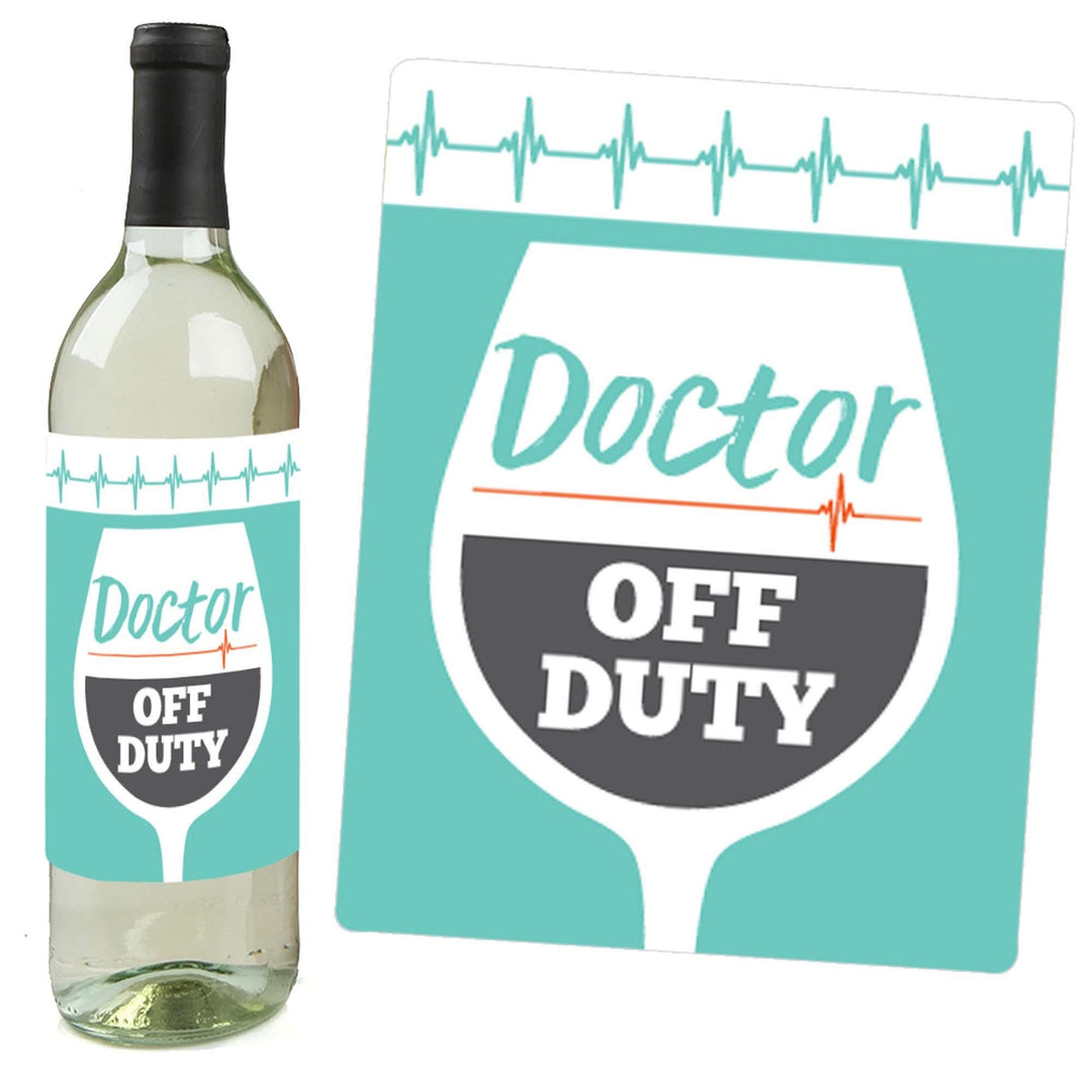 Medical School Grad - Doctor Graduation Decorations for Women and Men - Wine Bottle Label Stickers - Set of 4