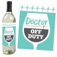 Medical School Grad - Doctor Graduation Decorations for Women and Men - Wine Bottle Label Stickers - Set of 4