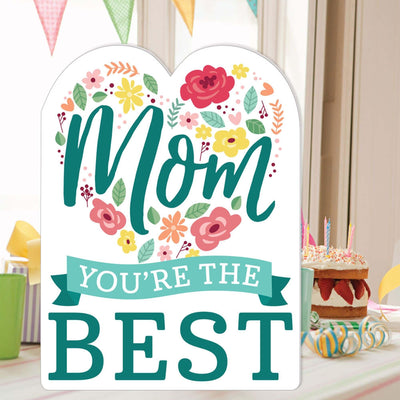 Colorful Floral Happy Mother's Day - We Love Mom Giant Greeting Card - Big Shaped Jumborific Card - 16.5 x 22 inches