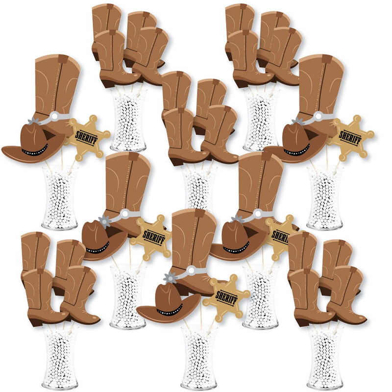 Western Hoedown - Wild West Cowboy Party Centerpiece Sticks - Showstopper Table Toppers - 35 Pieces