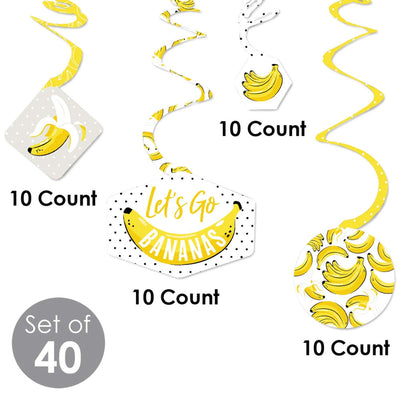 Let's Go Bananas - Tropical Party Hanging Decor - Party Decoration Swirls - Set of 40