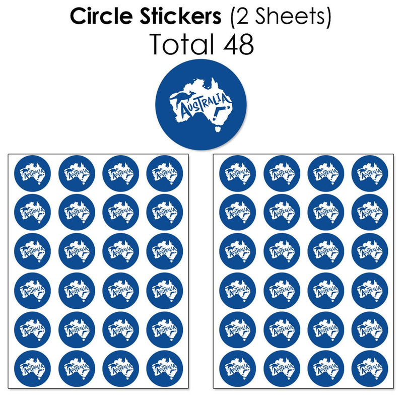 Australia Day - Mini Candy Bar Wrappers, Round Candy Stickers and Circle Stickers -G&