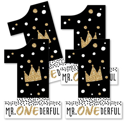 1st Birthday Little Mr. Onederful - One Shaped Decorations DIY Boy First Birthday Party Essentials - Set of 20