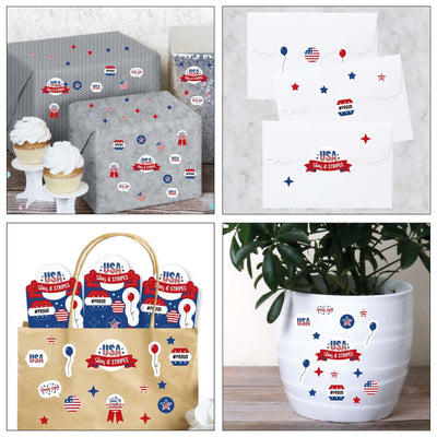 Stars & Stripes - Memorial Day, 4th of July and Labor Day USA Patriotic Party Favor Kids Stickers - 16 Sheets - 256 Stickers